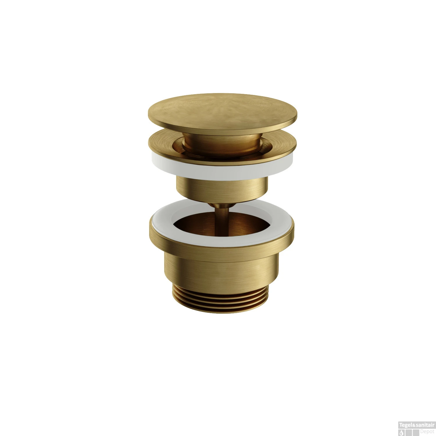 Plug Hotbath Archie Altijd Open Schroef Rond Geborsteld Messing PVD