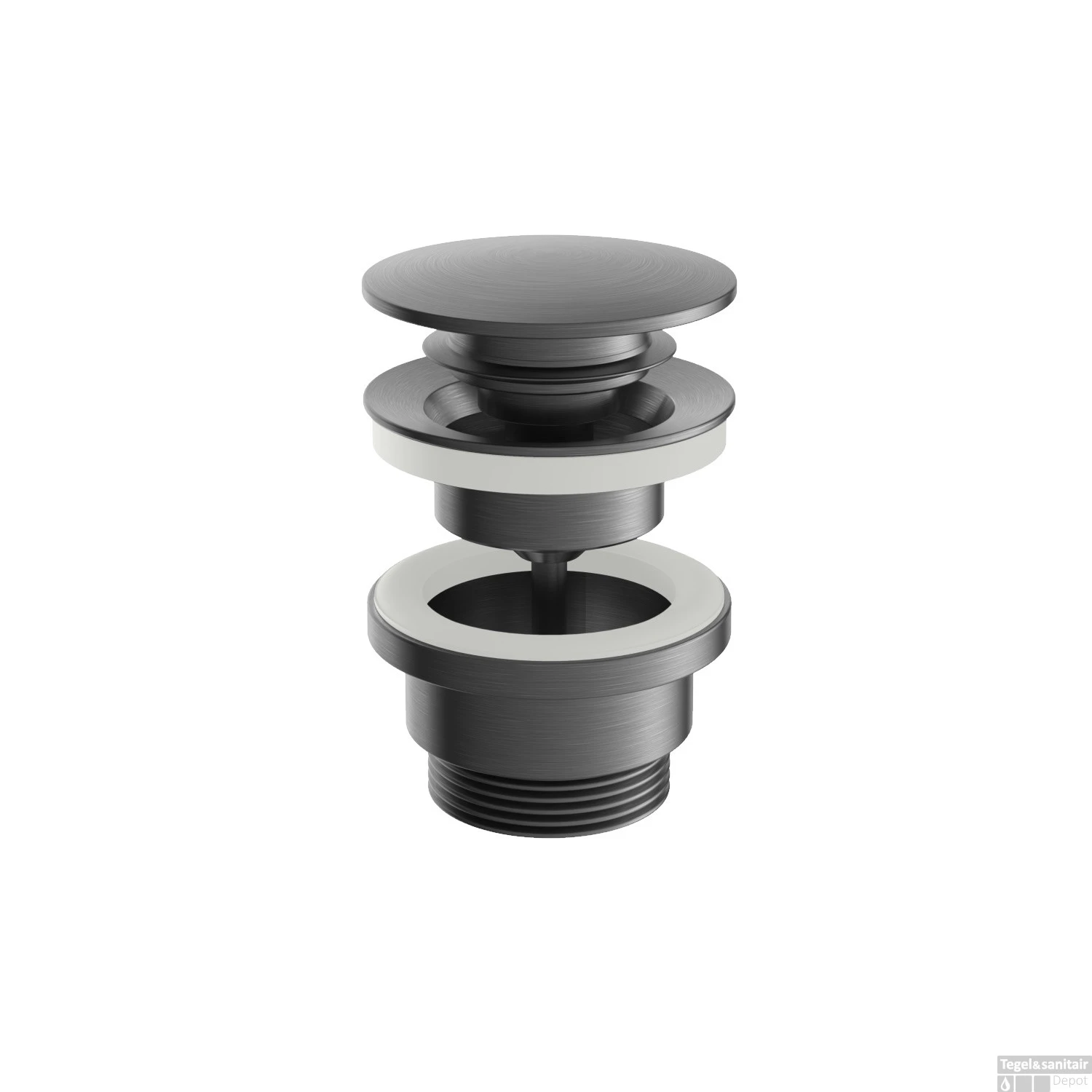 Plug Hotbath Archie Clickplug Schroef Rond Geborsteld Gunmetal PVD 3 Plug Hotbath Archie Clickplug Schroef Rond Geborsteld Gunmetal PVD