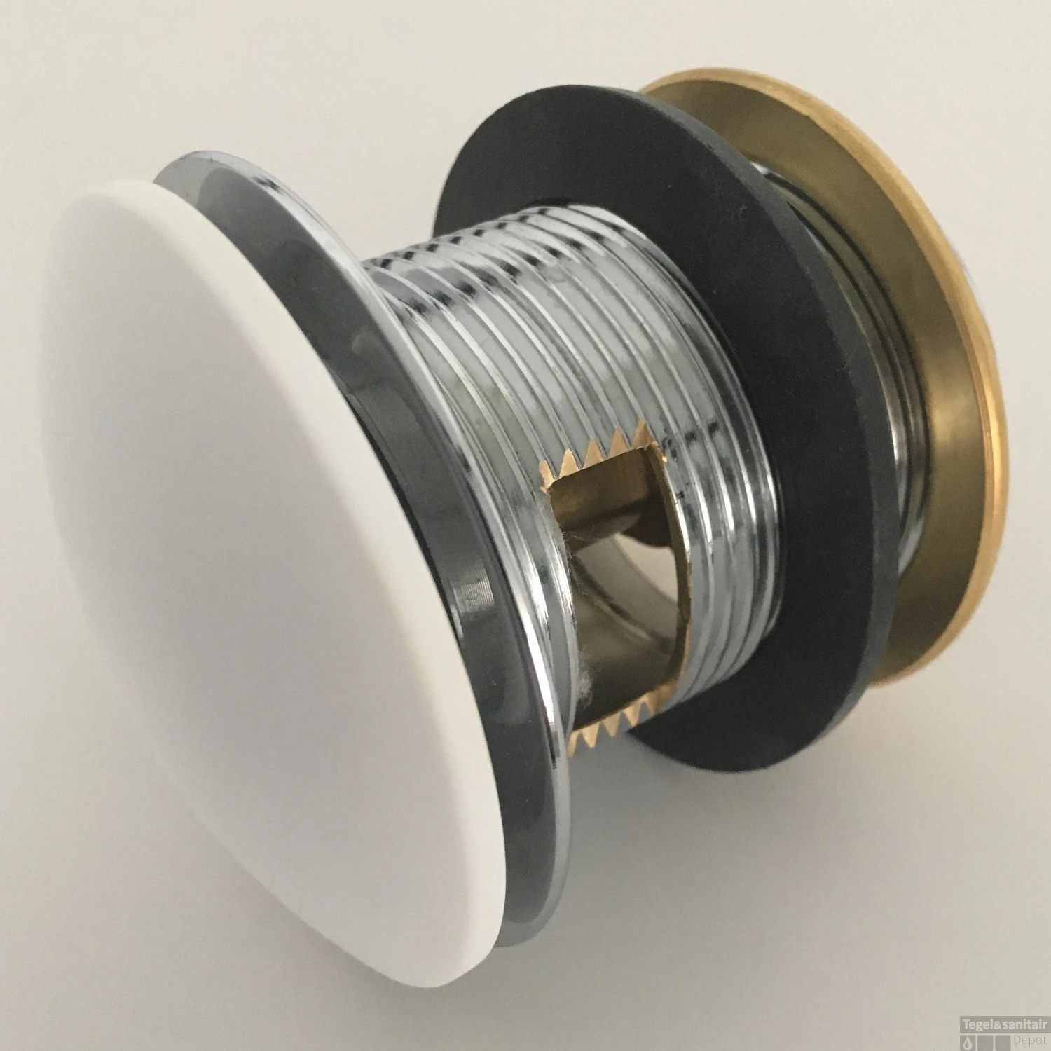 Pop Up Waste Bad Arcqua Solid Cap 1 1/2 Met Overloop Mat Wit - Afbeelding 2