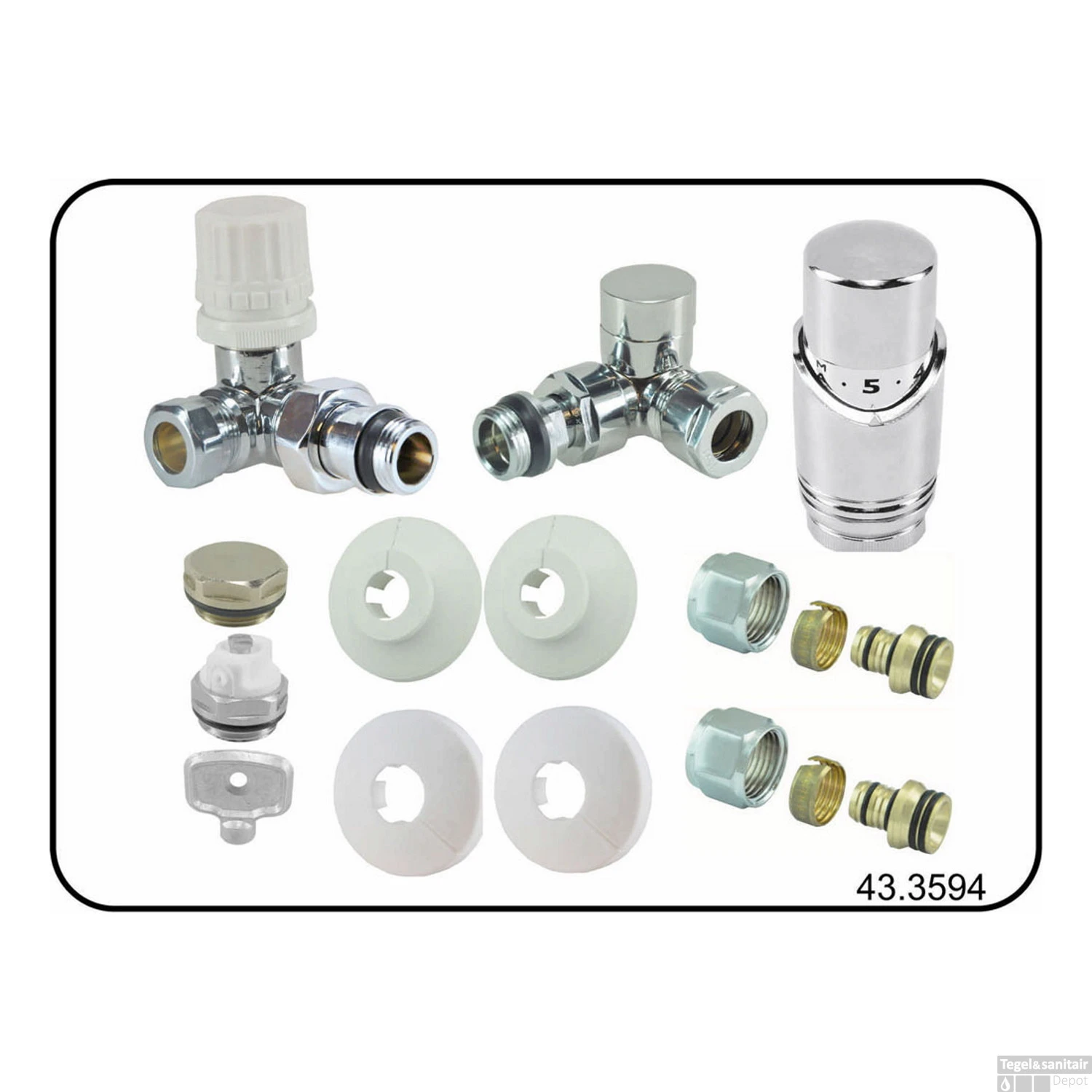 Radiator Aansluitset Wiesbaden Axiaal Chroom ( Voor Zij-aansluiting) 6 Radiator Aansluitset Wiesbaden Axiaal Chroom ( Voor Zij-aansluiting) - Afbeelding 4