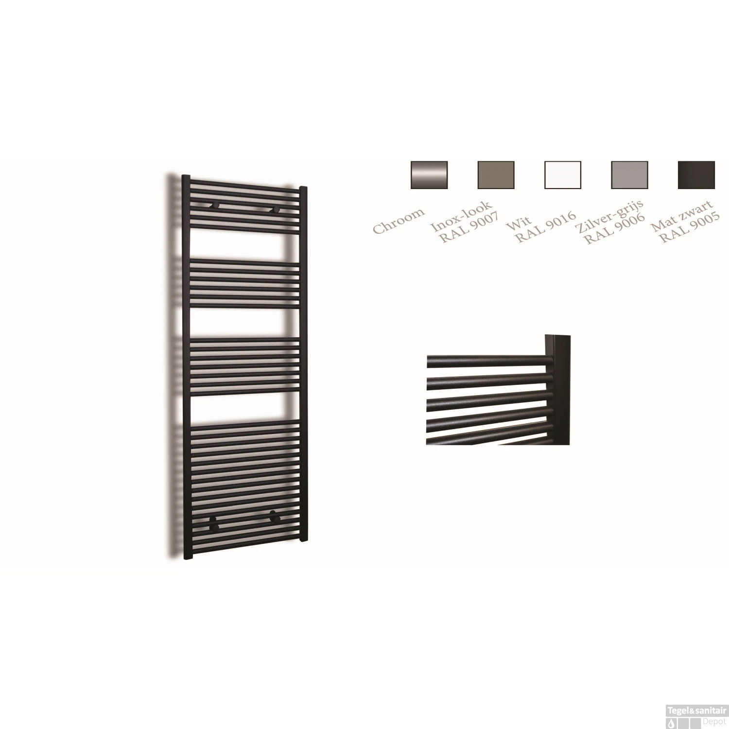 Radiator Sanicare Standaard Recht 920 Watt Inclusief Ophanging 45x172 Cm Mat Zwart 7 Radiator Sanicare Standaard Recht 920 Watt Inclusief Ophanging 45x172 Cm Mat Zwart - Afbeelding 5