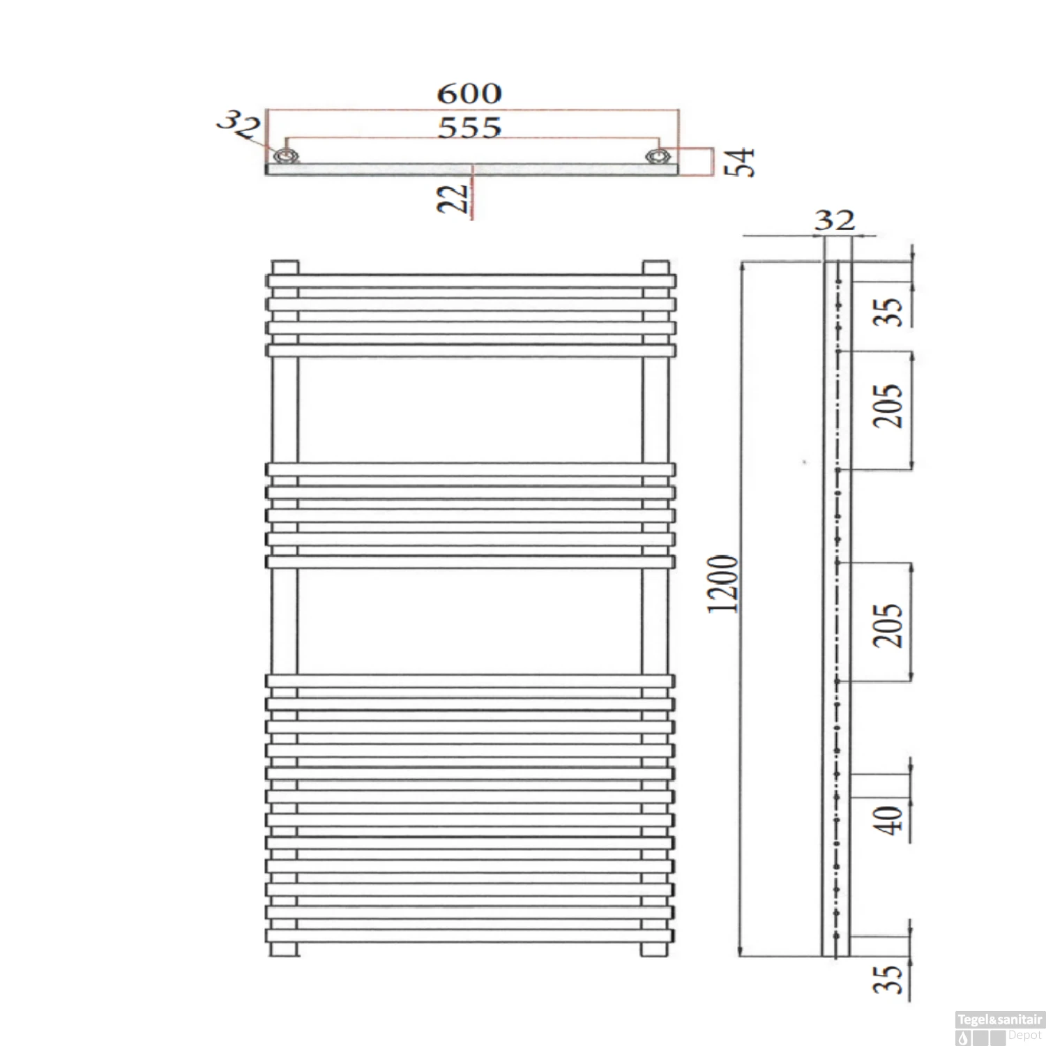 Radiator Sanicare Tube-On-Tube 880 Watt Inclusief Ophanging 60x120 Cm Wit 8 Radiator Sanicare Tube-On-Tube 880 Watt Inclusief Ophanging 60x120 Cm Wit - Afbeelding 6