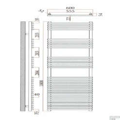 Radiator Sanicare Tube-On-Tube 1335 Watt Inclusief Ophanging 60x180 Cm Mat Zwart -Badkamermeubels radiator sanicare tube on tube inclusief ophanging 60x180 tech 2