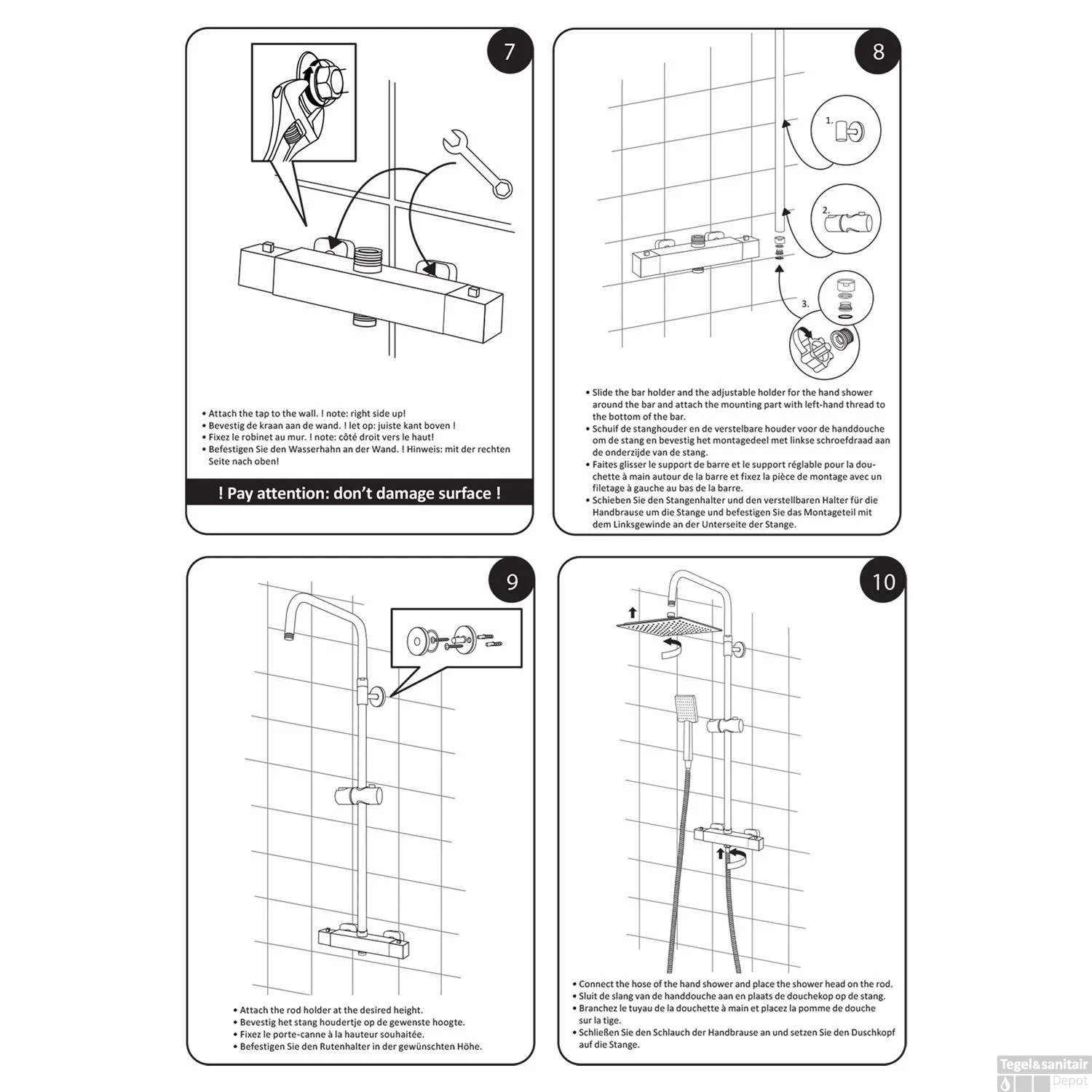 Differnz Regendouche | Thermoline Vierkant | 25x25cm Stortdouche Met Handdouche | Mat Zwart | Opbouw 12 Differnz Regendouche | Thermoline Vierkant | 25x25cm Stortdouche Met Handdouche | Mat Zwart | Opbouw - Afbeelding 10