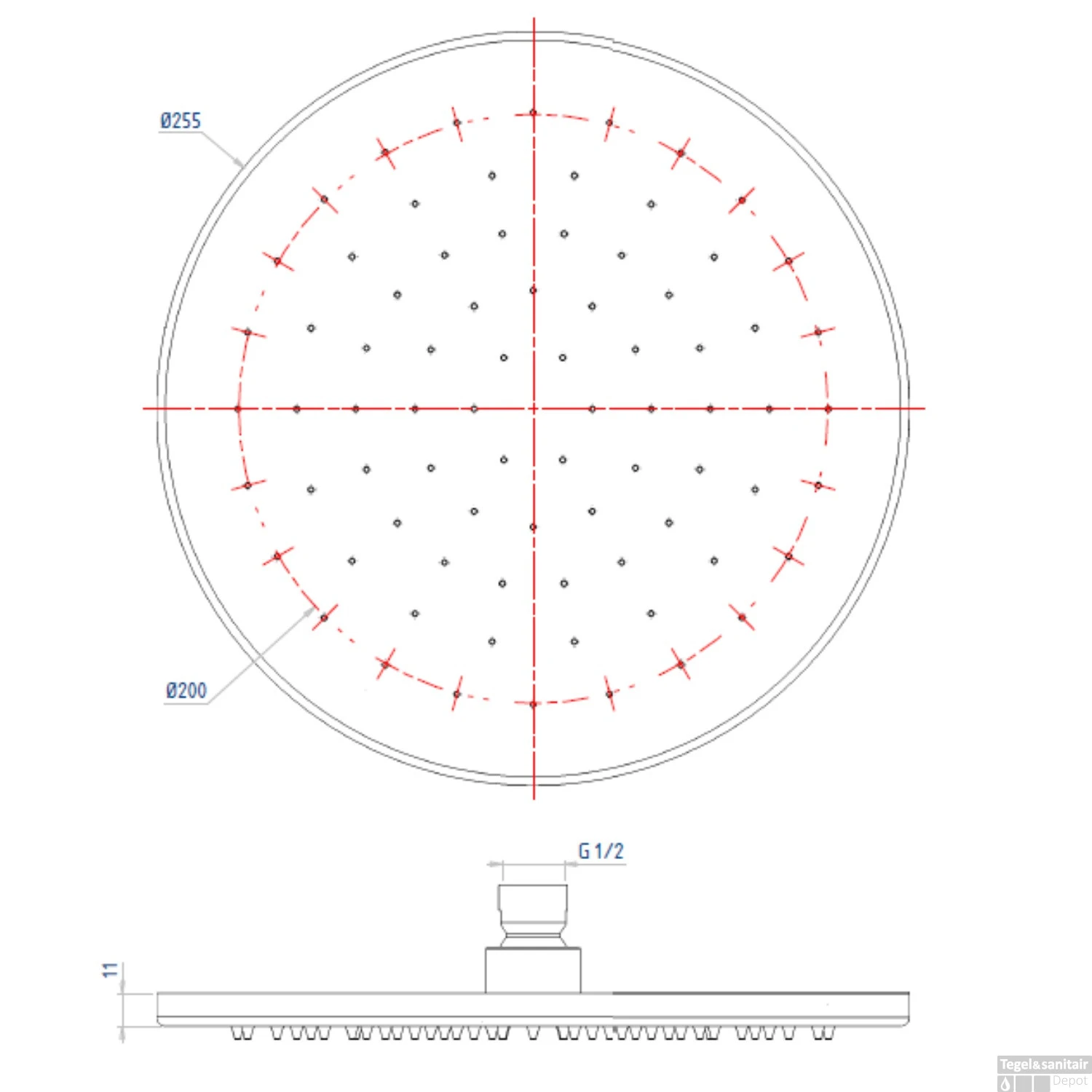 Regendouchekop Salenzi Marble 25cm White Marble OP=OP 6 Regendouchekop Salenzi Marble 25cm White Marble OP=OP - Afbeelding 4