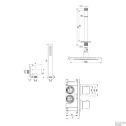 Regendoucheset Inbouw Brauer Gold Edition Thermostatisch 20cm Met 3-Weg Omstelling, Plafondarm En Staaf Handdouche Geborsteld Goud -Badkamermeubels regendoucheset inbouw brauer gold edition thermostatisch 20cm plafondarm handdouche goud tech