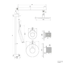 Regendoucheset Inbouw Brauer Gunmetal Carving Thermostatisch 20cm Met Wandarm, Glijstang En Handdouche 3-Standen Losse Stopkranen Geborsteld Gunmetal -Badkamermeubels regendoucheset inbouw brauer gunmetal carving thermostatisch 20cm met wandarm glijstang en handdouche 3 standen tec