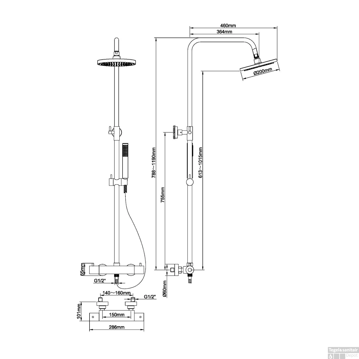 Opbouw Regendoucheset Wiesbaden Caral Thermostatische Kraan Geborsteld Koper PVD Coating 4 Opbouw Regendoucheset Wiesbaden Caral Thermostatische Kraan Geborsteld Koper PVD Coating - Afbeelding 2