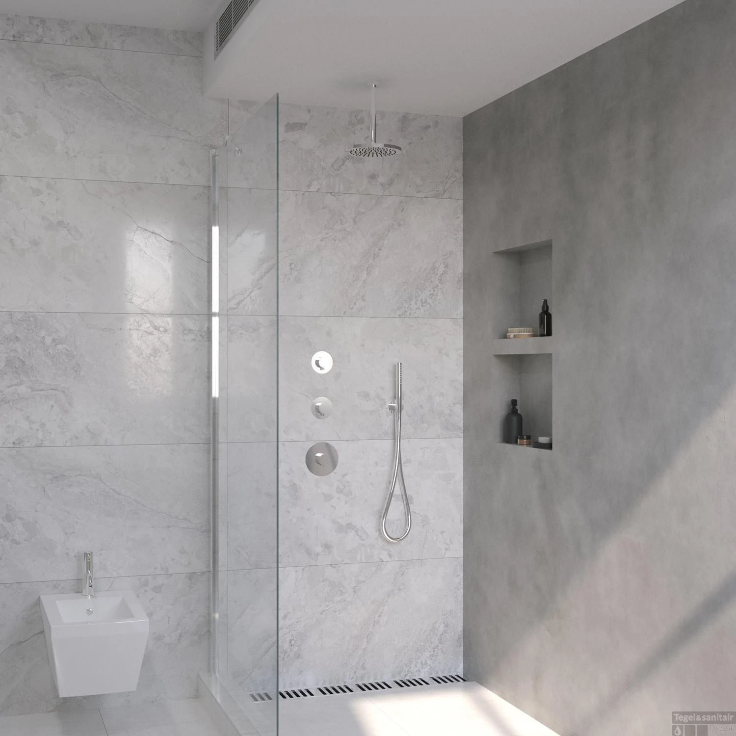 Regendoucheset Wiesbaden Dreams Met Inbouwdeel En Plafonduitloop Chroom - Afbeelding 2