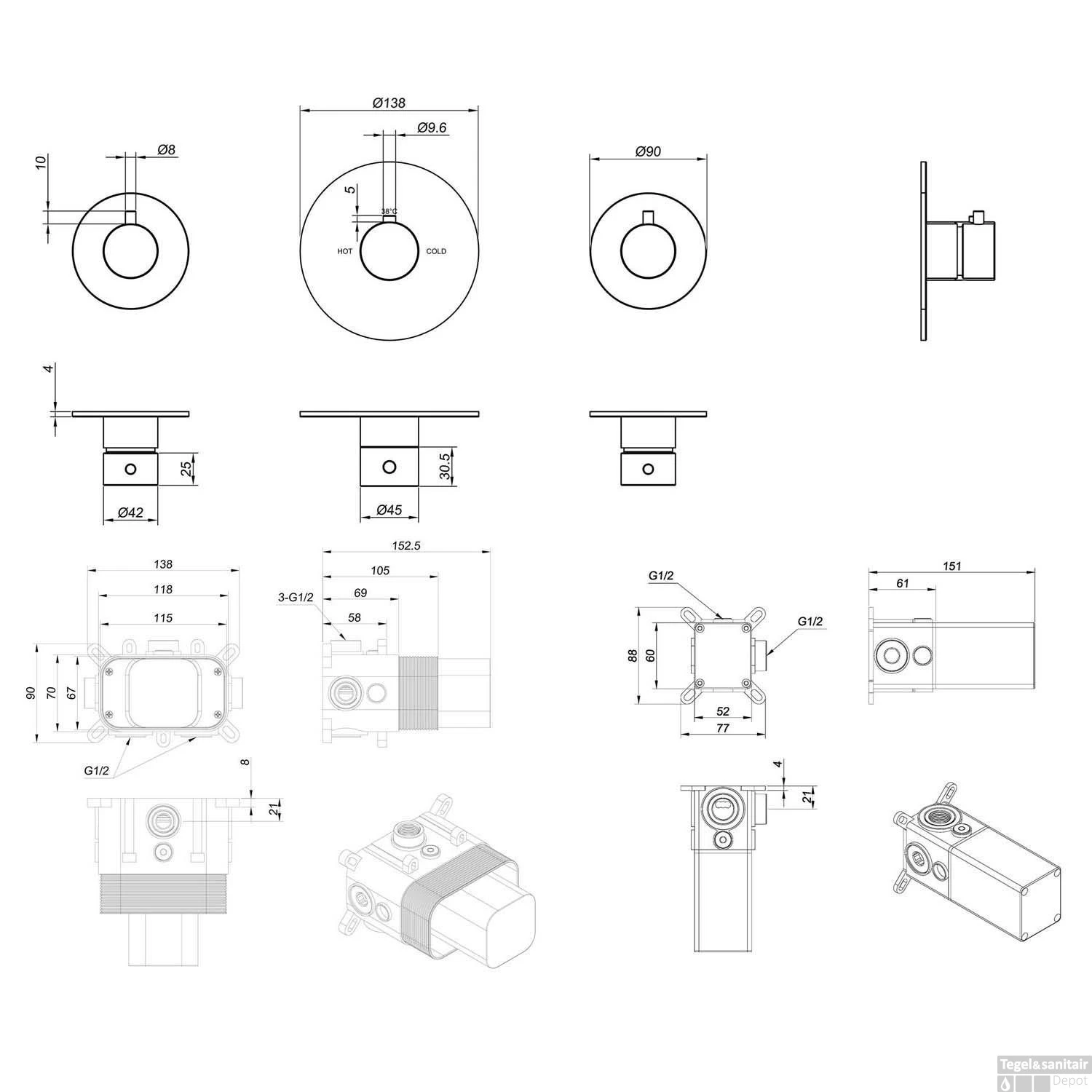 Regendoucheset Wiesbaden Dreams Met Inbouwdeel En Plafonduitloop Chroom - Afbeelding 7
