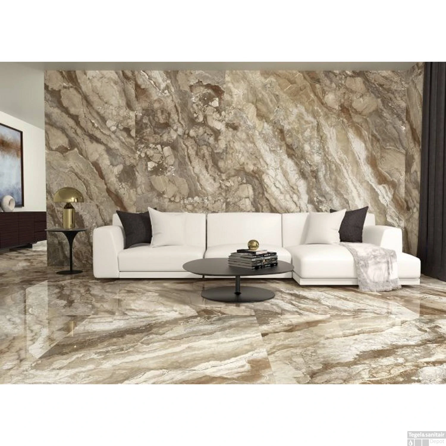 Vloertegel XL Etile Rialto Praline Glans 60x120 Cm (Doosinhoud 1.44m²) 5 Vloertegel XL Etile Rialto Praline Glans 60x120 Cm (Doosinhoud 1.44m²) - Afbeelding 3