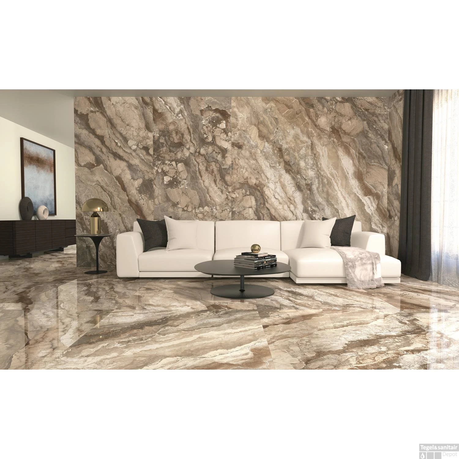 Vloertegel XL Etile Rialto Praline Glans 60x120 Cm (Doosinhoud 1.44m²) 4 Vloertegel XL Etile Rialto Praline Glans 60x120 Cm (Doosinhoud 1.44m²) - Afbeelding 2