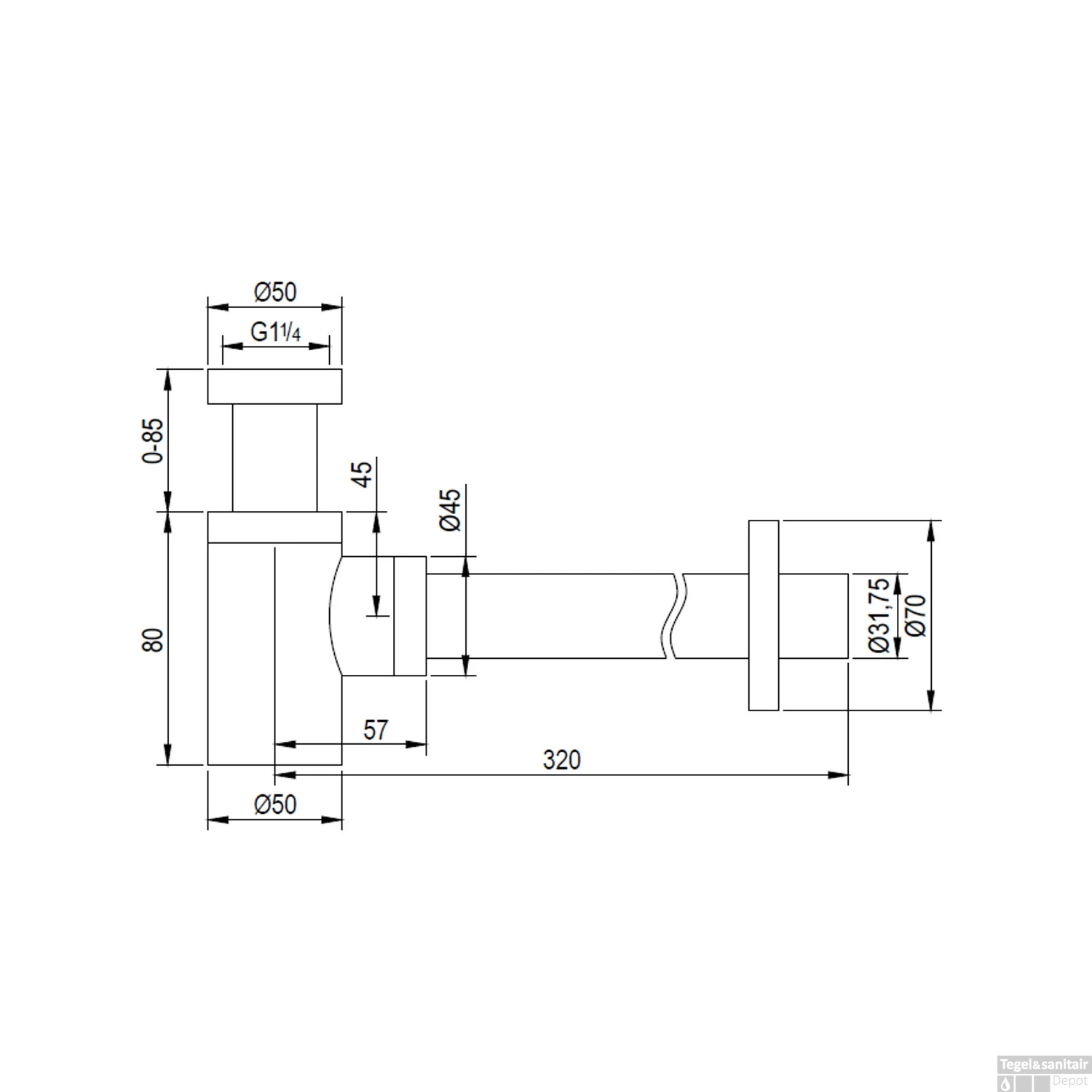 Bekersifon Design Brauer Gold Edition Mini Geborsteld Goud PVD 4 Bekersifon Design Brauer Gold Edition Mini Geborsteld Goud PVD - Afbeelding 2