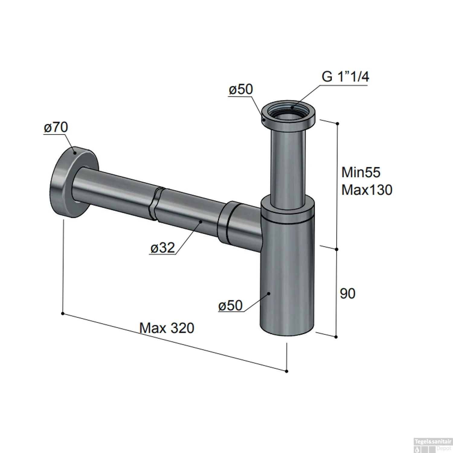 Sifon Hotbath Archie Rond Geborsteld Messing PVD 4 Sifon Hotbath Archie Rond Geborsteld Messing PVD - Afbeelding 2