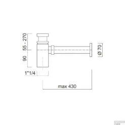 Sifon Sanimex Giulini 5/4 Mat Nikkel -Badkamermeubels sifon sanimex giulini 5 4 5109 tech 1