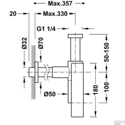 Sifon Tres Complementos Met Mantel Rond Mat Zwart -Badkamermeubels sifon tres complementos met mantel rond mat zwart tech