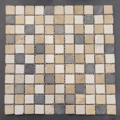 Mozaiek Parquet 2,4x2,4 Mix Cream Brown Light Grey 30x30 Cm (prijs Per M2)