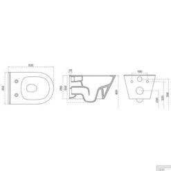 Wandcloset Wiesbaden Stereo Rimless Met Vesta Toiletzitting Mat Zwart -Badkamermeubels stereo wandcloset tech 1 2 1