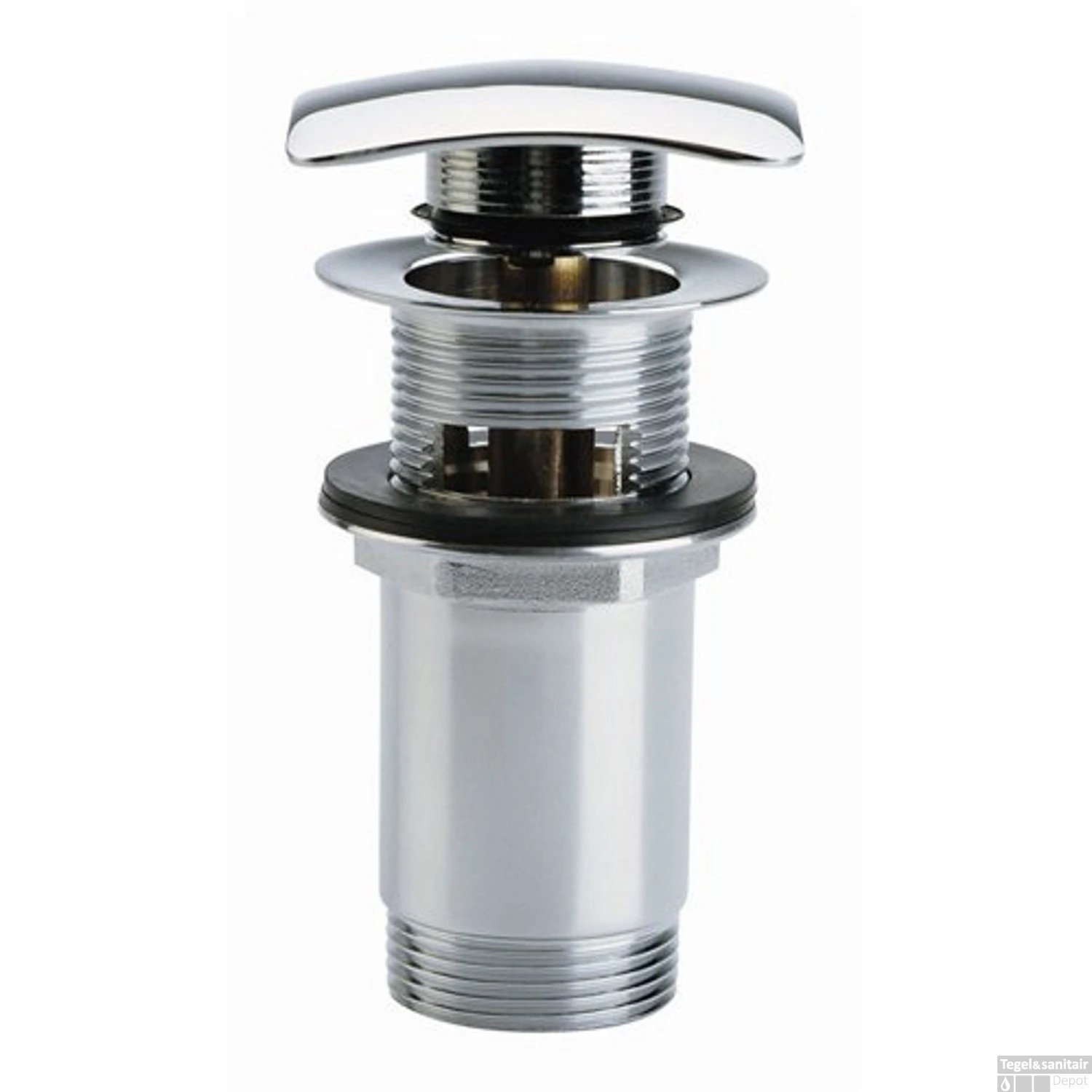 Stop/go Afvoerplug Clou InBe Met Overloop Vierkant Chroom 3 Stop/go Afvoerplug Clou InBe Met Overloop Vierkant Chroom