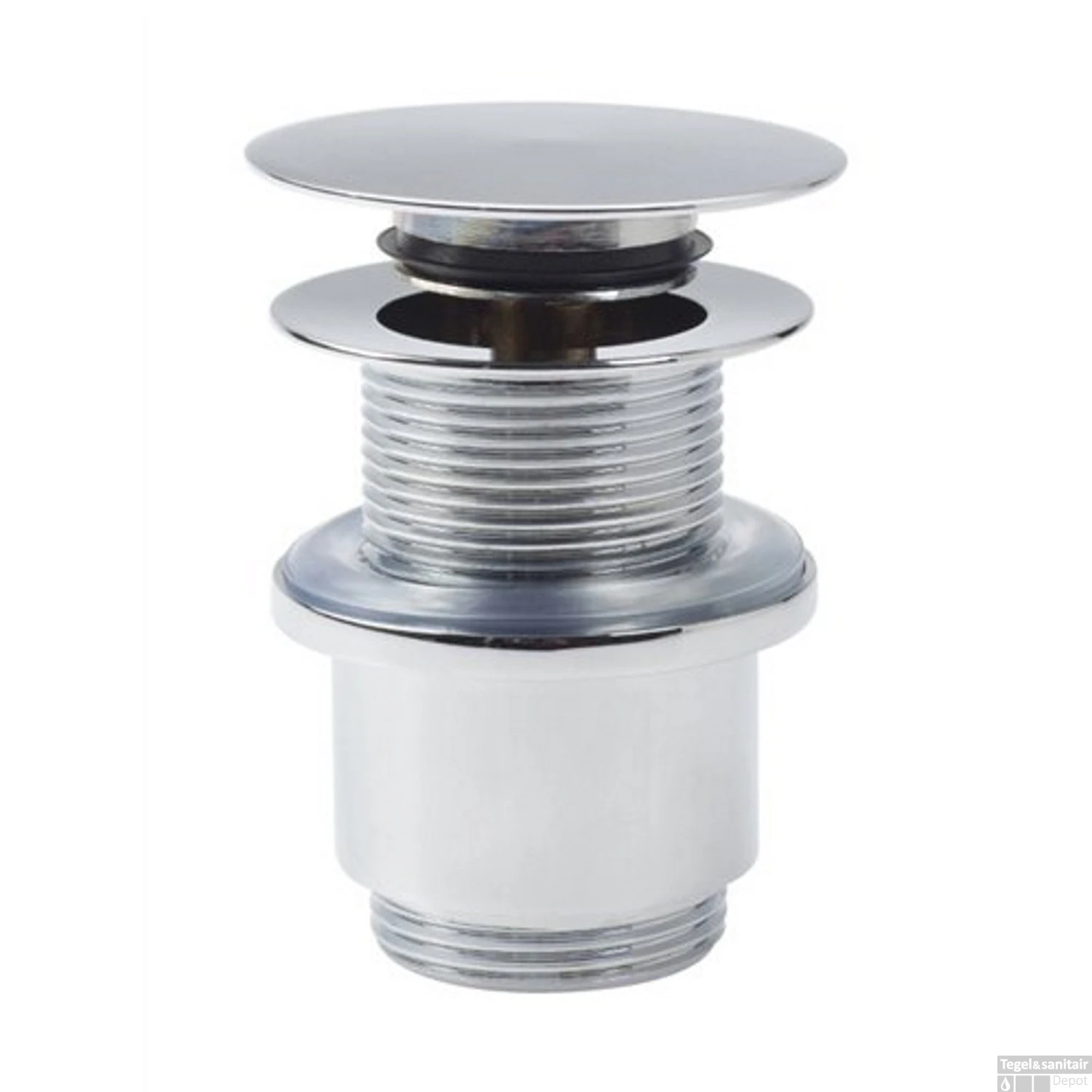 Stop/go Afvoerplug Clou InBe Zonder Overloop Met Platte Afdekkap Rond Chroom 3 Stop/go Afvoerplug Clou InBe Zonder Overloop Met Platte Afdekkap Rond Chroom