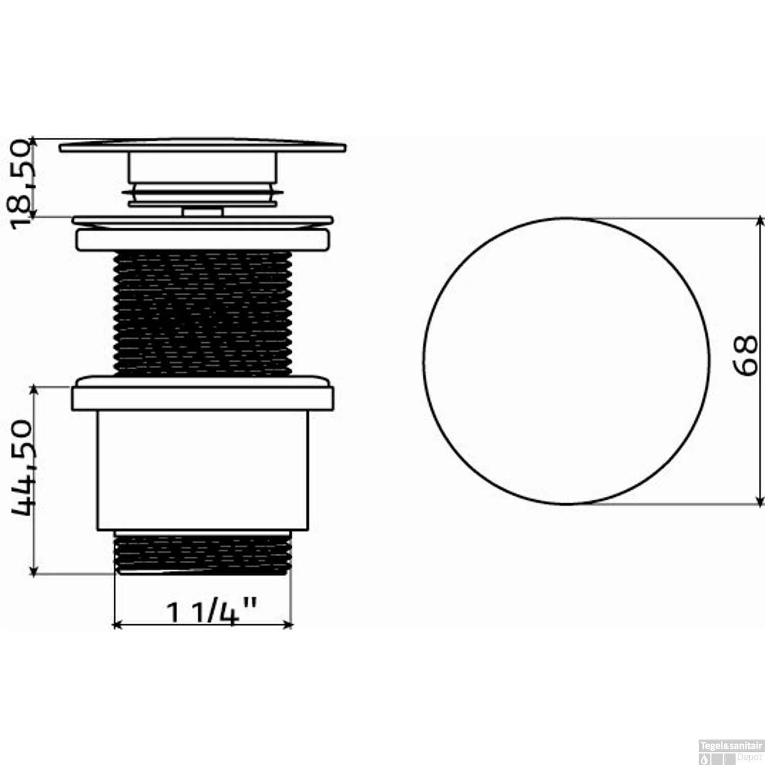 Stop/go Afvoerplug Clou InBe Zonder Overloop Met Platte Afdekkap Rond Chroom 4 Stop/go Afvoerplug Clou InBe Zonder Overloop Met Platte Afdekkap Rond Chroom - Afbeelding 2