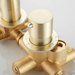 Thermostaatkraan Afbouwdeel Boss & Wessing Plus Geborsteld Messing Mat Goud -Badkamermeubels thermostaatkraan afbouwdeel boss wessing plus goud 3