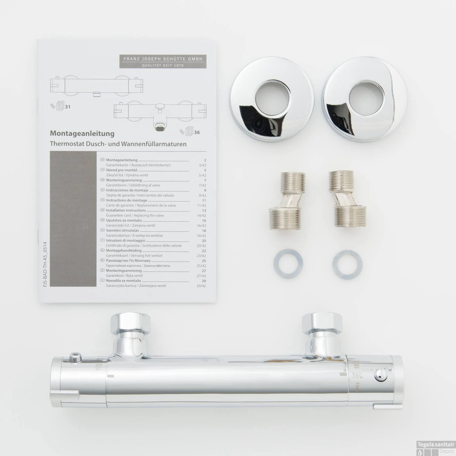Thermostatische Douchekraan Schutte London Chroom 120mm HOH-afstand 9 Thermostatische Douchekraan Schutte London Chroom 120mm HOH-afstand - Afbeelding 7