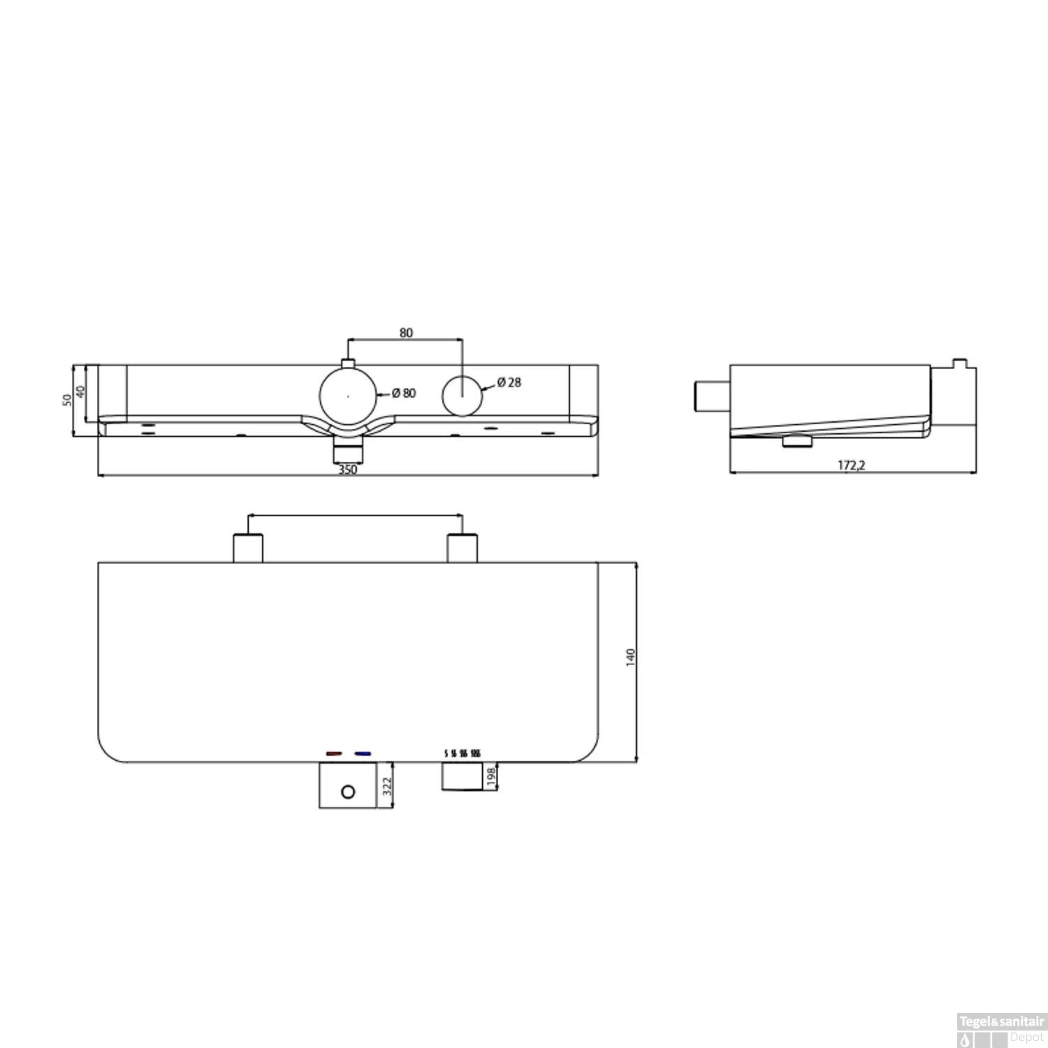 Thermostatische Douchekraan Schutte Ocean Met Planchet Chroom Wit 5 Thermostatische Douchekraan Schutte Ocean Met Planchet Chroom Wit - Afbeelding 3