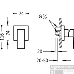 Cuadro Tres Eenhendel Inbouw Douchemengkraan 106177 -Badkamermeubels tres 106177 tech