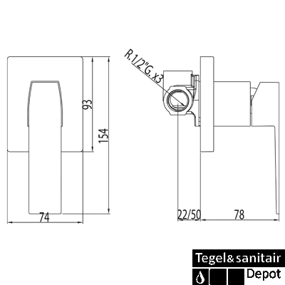 Tres Slim Inbouw Douchemengkraan Chroom 20217701 4 Tres Slim Inbouw Douchemengkraan Chroom 20217701 - Afbeelding 2