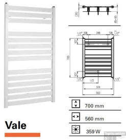 Handdoekradiator Vale 700 X 560 Mm Wit Structuur
