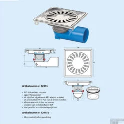 Renovatievloerput Van Den Berg Universeel 14.6x5.4 Cm Geborsteld RVS -Badkamermeubels van den berg vloerput universeel 14.6x5.4 cm geborsteld rvs tech