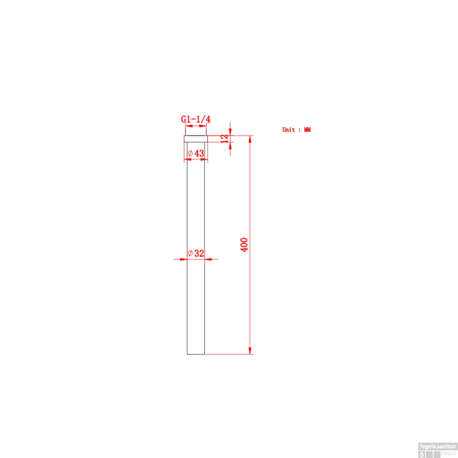 Verlengbuis Voor Sifon Boss & Wessing Exclusive 40 Cm RVS - Afbeelding 3