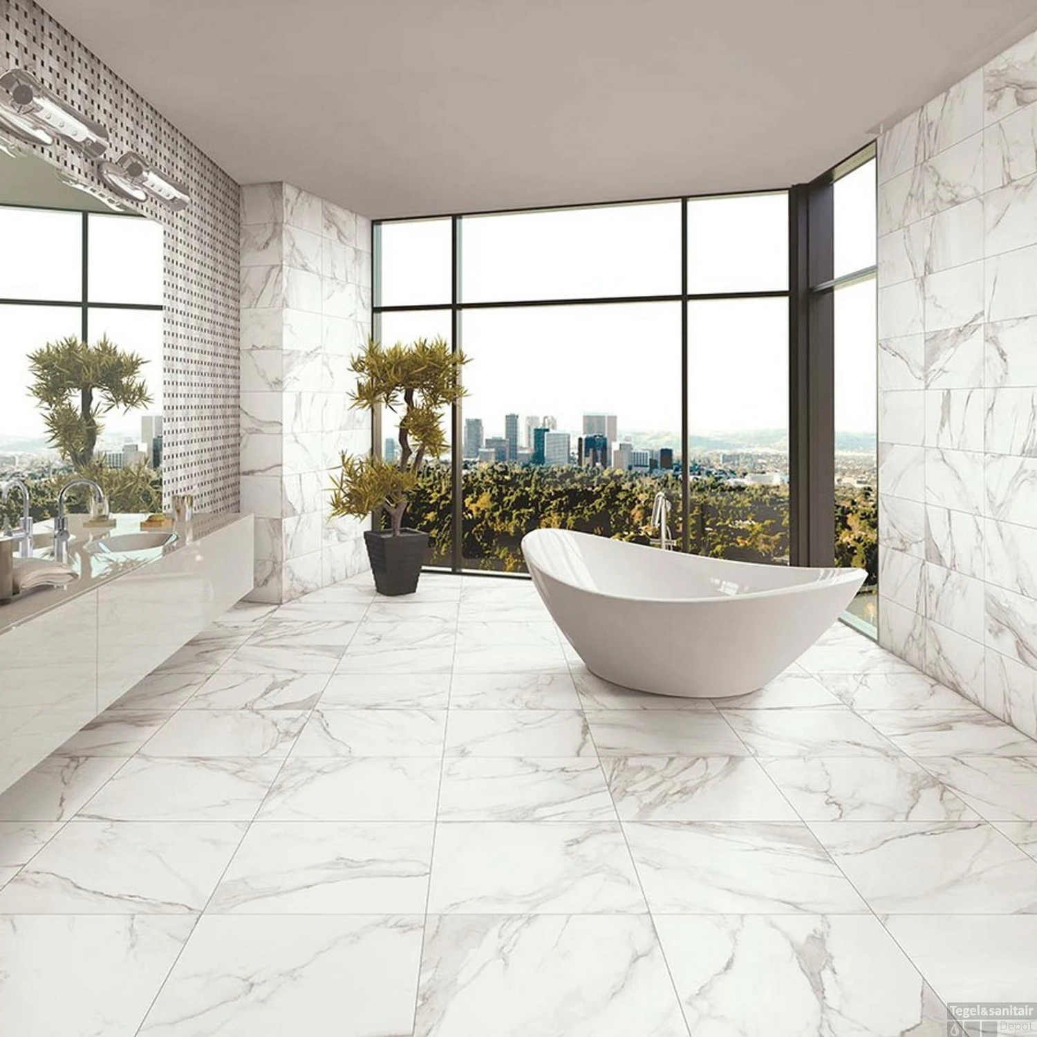 Vloertegel Energieker Ekxtreme Glans 120X270 Cm Calacatta (Doosinhoud 3,24M2) - Afbeelding 2