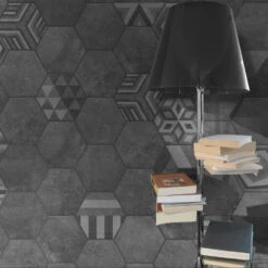 Hexagon Tegel Imso Bibulca Black 17.5x20 Cm (doosinhoud 0.71 M2) -Badkamermeubels vloertegel imso bibulca black sfeer