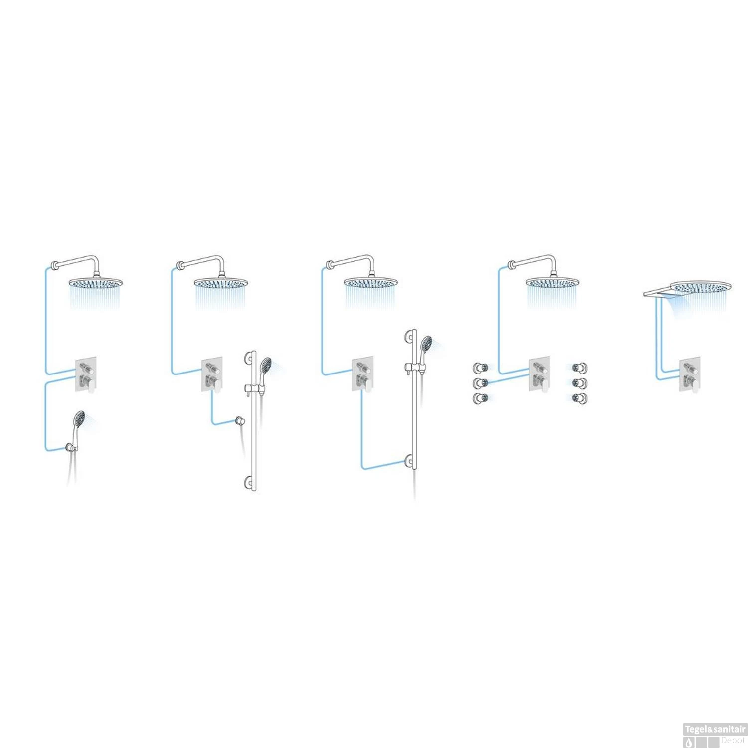Douchekraan Inbouw Sapho Vienna Mengkraan Afbouwdeel 2-weg Chroom (incl. Inbouwdeel) - Afbeelding 3