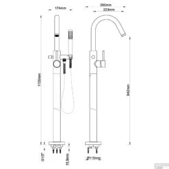 Vrijstaande Badkraan Boss & Wessing Cemal Mengkraan Geborsteld Koper -Badkamermeubels vrijstaande badkraan boss wessing cemal mengkraan geborsteld koper tech