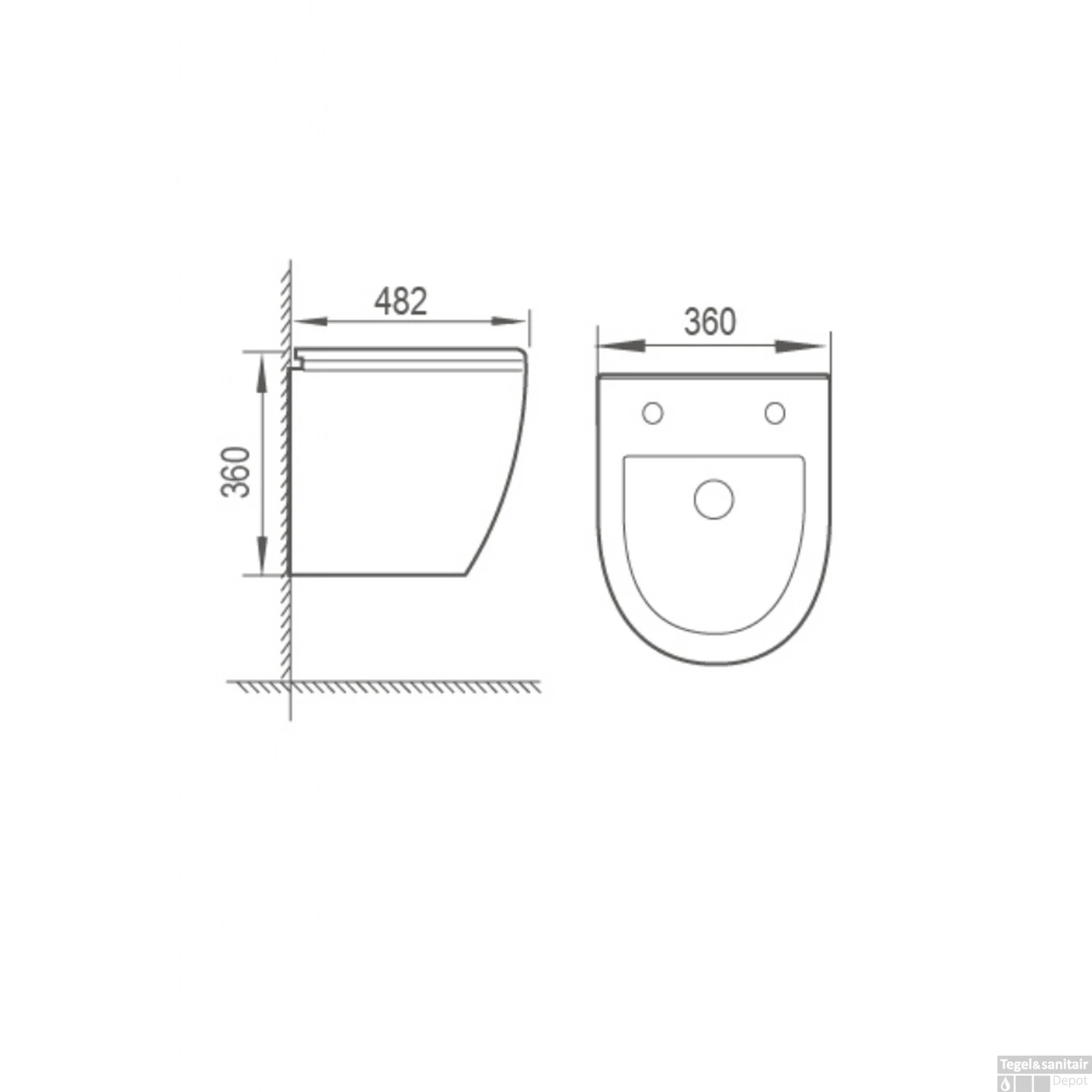 Wandcloset Boss & Wessing Elite Rimless Mat Zwart (Inclusief Softclose Quickrelease Bril) - Afbeelding 2