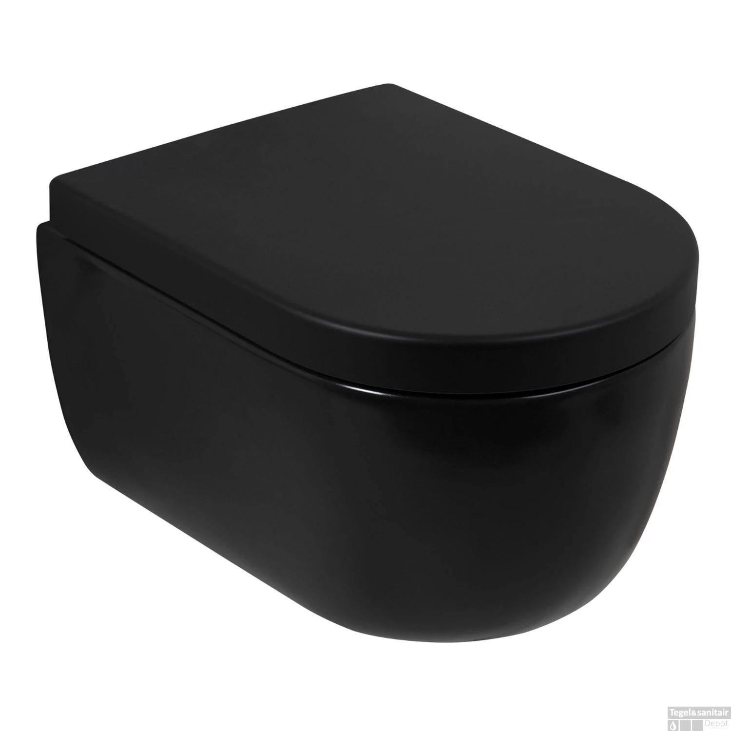 Wandcloset Pack Plieger Kansas Diepspoel Rimless Met Closetzitting 36x54,5cm Mat Zwart