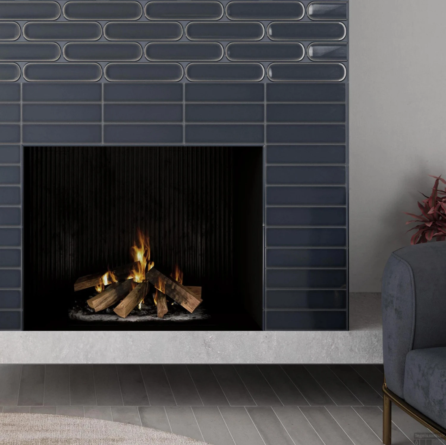 Wandtegel Vtwonen Shapes 7.5x30 Cm Glans Titanium Blue (doosinhoud 0.53m2) - Afbeelding 2