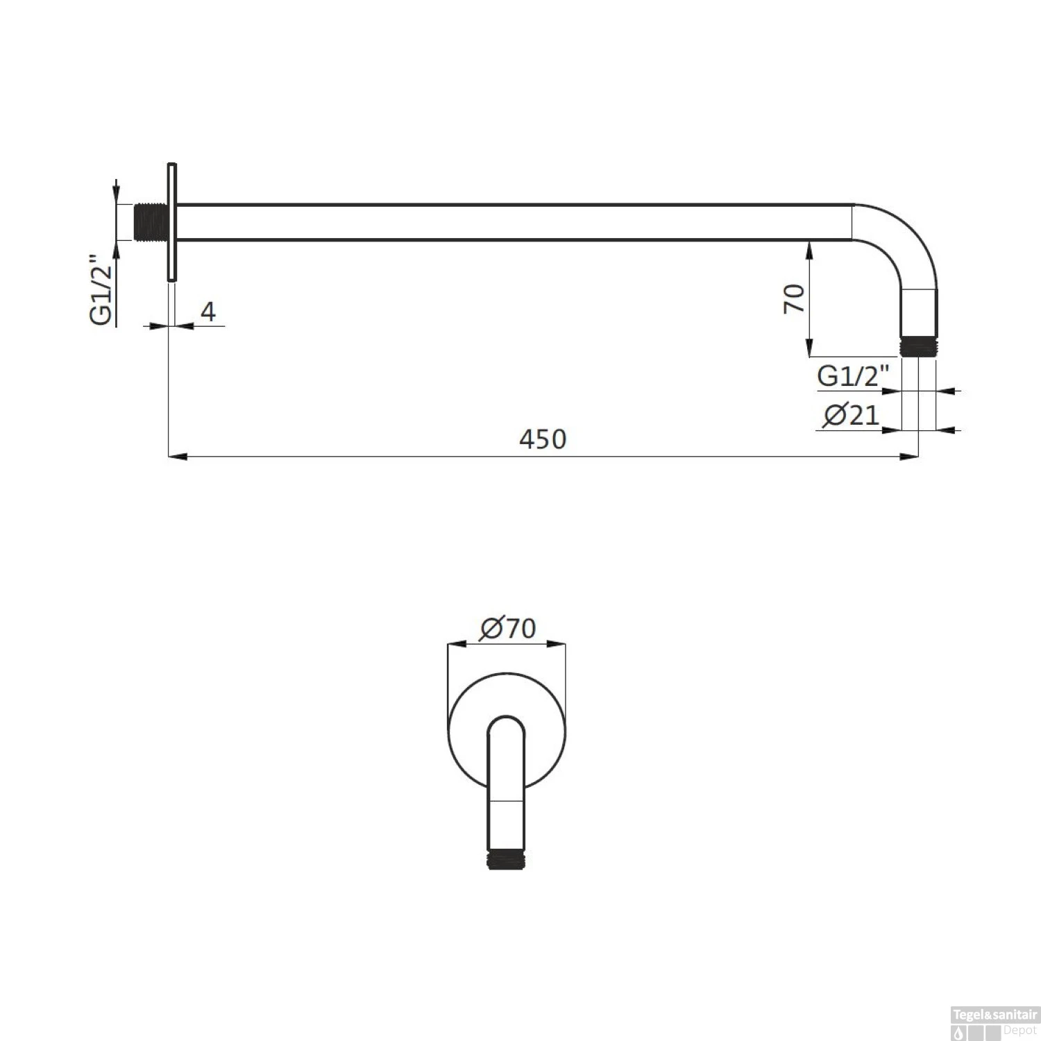 Wanduitloop Herzbach Living Spa PVD-Coating 45 Cm Messing Goud 4 Wanduitloop Herzbach Living Spa PVD-Coating 45 Cm Messing Goud - Afbeelding 2