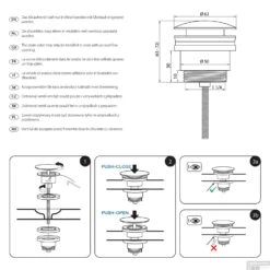 Wastafel Afvoerplug Differnz Pop Up 6 Cm Goud -Badkamermeubels wastafel afvoerplug differnz pop up 7 cm goud detail
