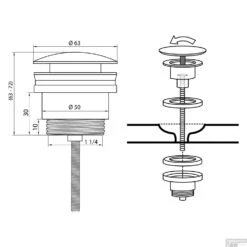 Wastafel Afvoerplug Differnz Pop Up 7 Cm Koper -Badkamermeubels wastafel afvoerplug differnz pop up 7 cm koper tech
