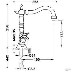 Wastafelkraan Tres Clasic 2 Grepen Hoog Gebogen Verouderd Messing Mat -Badkamermeubels wastafelkraan tres clasic 2 grepen hoog gebogen verouderd messing mat tech