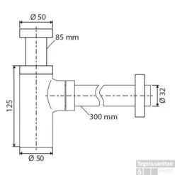 Wiesbaden Luxe Bekersifon Rond Incl Muurbuis En Rozet. Chroom -Badkamermeubels wiesbaden luxe bekersifon rond incl muurbuis en rozet chroom lijntekening