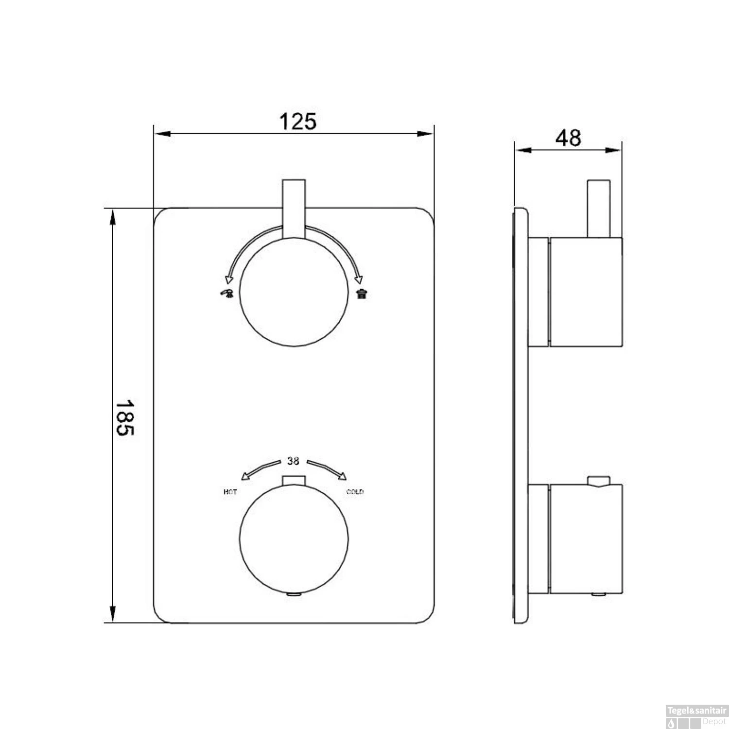 BWS Afbouwdeel Round 2-Weg Chroom Tbv Thermostatisch Inbouwdeel Uni 4 BWS Afbouwdeel Round 2-Weg Chroom Tbv Thermostatisch Inbouwdeel Uni - Afbeelding 2