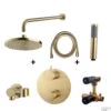 Wiesbaden Inbouw Regendouche Set Caral Rond Muuruitloop Geborsteld Messing Goud PVD Coating 1 Wiesbaden Inbouw Regendouche Set Caral Rond Muuruitloop Geborsteld Messing Goud PVD Coating -Badkamermeubels wiesbaden inbouw regendouche set caral muuruitloop geborsteld messing goud 2