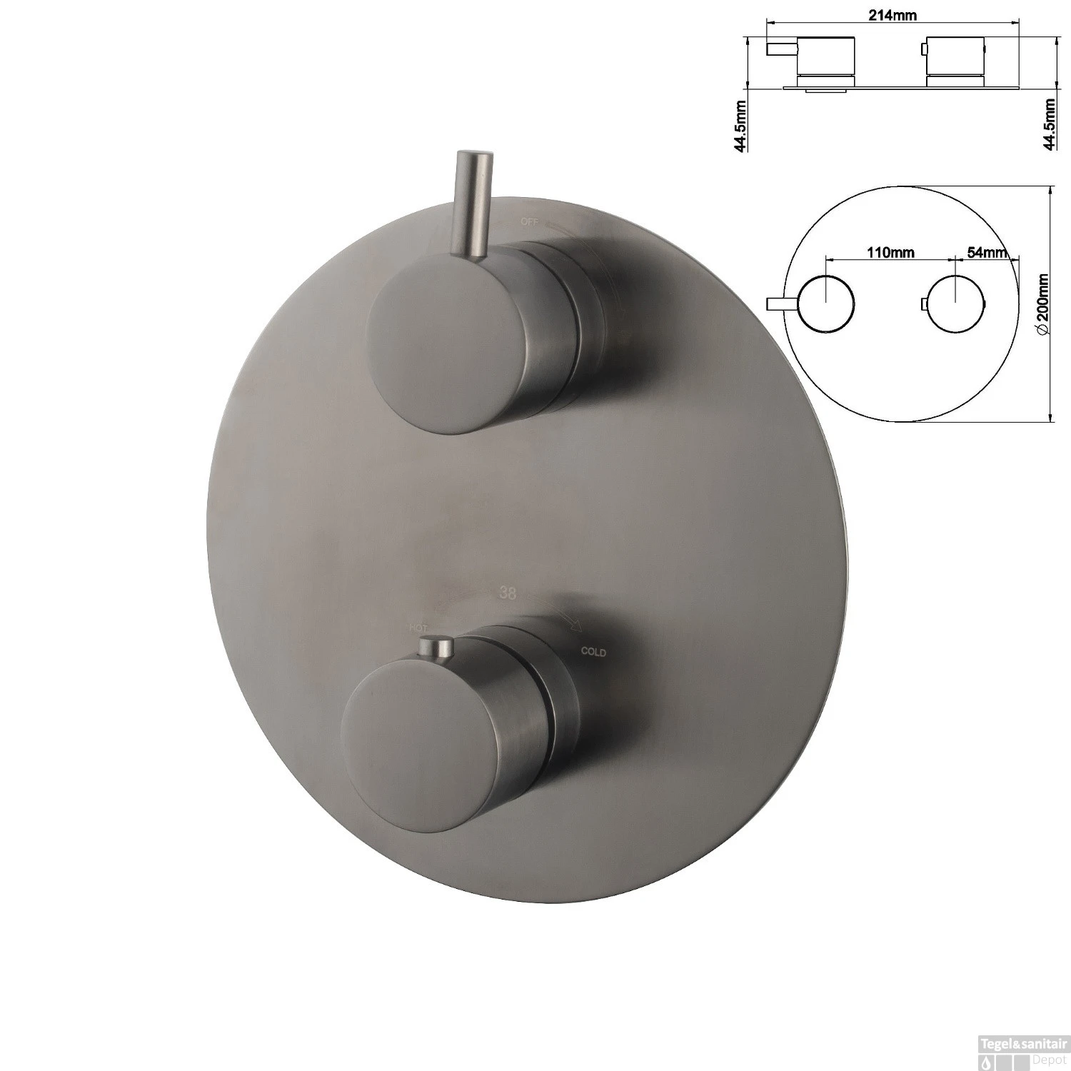 Wiesbaden Inbouw Regendouche Set Caral Rond Plafonduitloop Gunmetal PVD Coating 4 Wiesbaden Inbouw Regendouche Set Caral Rond Plafonduitloop Gunmetal PVD Coating - Afbeelding 2